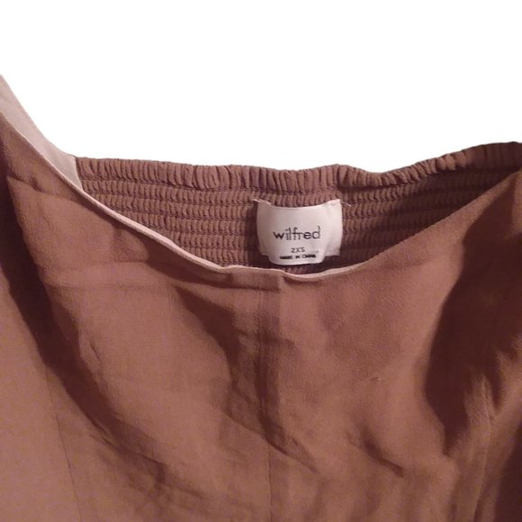 Wilfred Women's 2XS Tan Crop Top Peasant Sleeve Runched Back - Picture 4 of 11